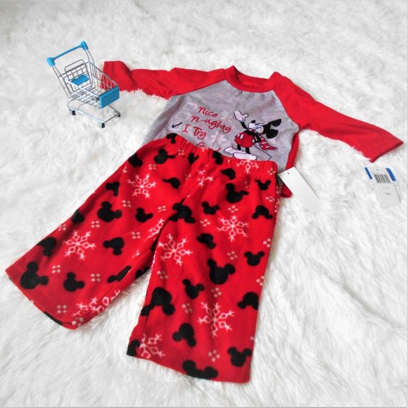 Disney Mickey Mouse 2 Piece Pajama Set Red 12M - Picture 4 of 8